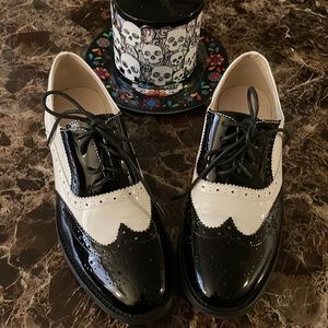 Black and White Penny Loafers